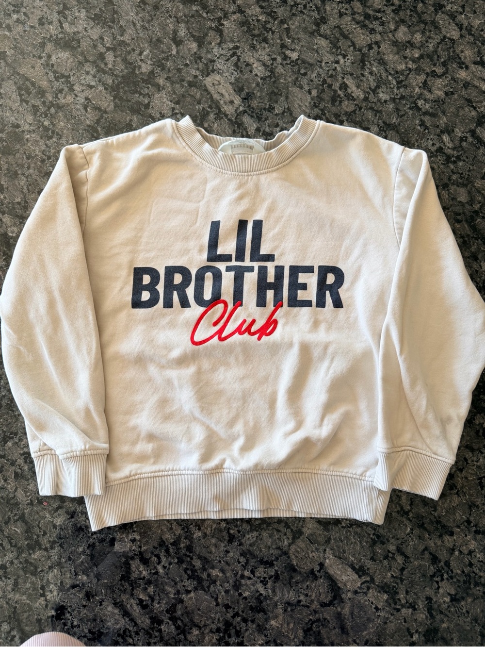 3/$15 H&M Boys Cream Fleece Lined Sweatshirt Size 6X-7 Lil Brother Club